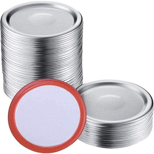 100 Pcs Wide Mouth 86 MM Mason Jar Canning Lids, Reusable Leak Proof Split-Type Silver Lids with Silicone Seals Rings CNIM Hot