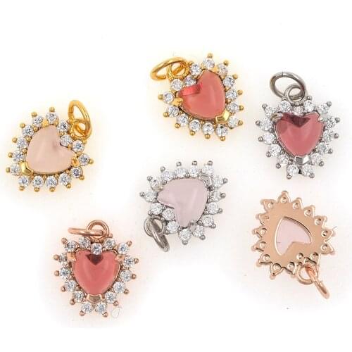 2021 Simple Cute Style White CZ Love Heart Cute Gold Charms Diy Earrings CharmBracelet Necklace Pendant Jewelry Making