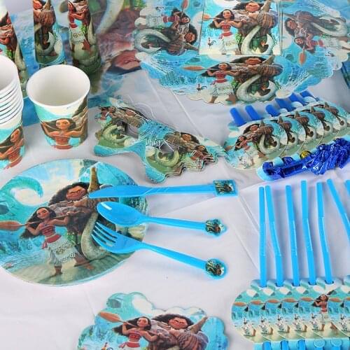 83Pcs Children Boys Baby Disney Moana Maui Birthday Decoration Party Event Supplies Favor Items For Kids 10 People use