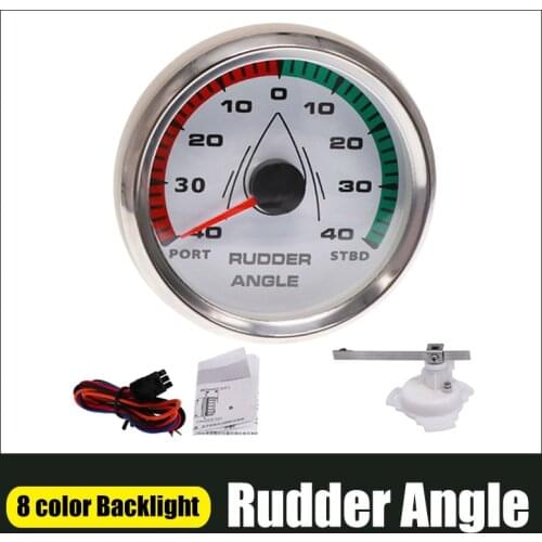 85mm Rudder Angle Indicator 0-190 ohm With 7 color backlight 40 L~40 R & Rudder Angle Sensor Boat Marine Accessories 9~32V