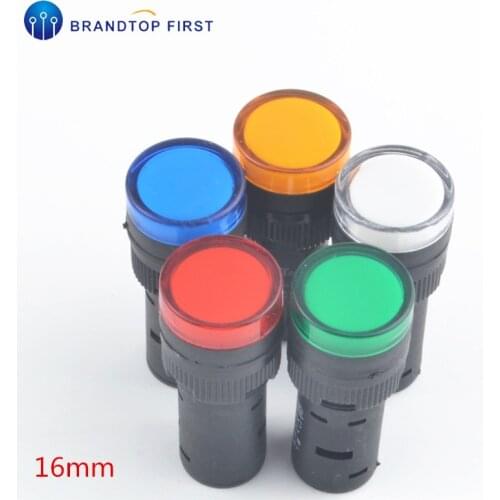 AD16-16C 16mm Mount Size LED Power Indicator Signal Light Pilot Lamp 6.3V 12V 24V 110V 220V
