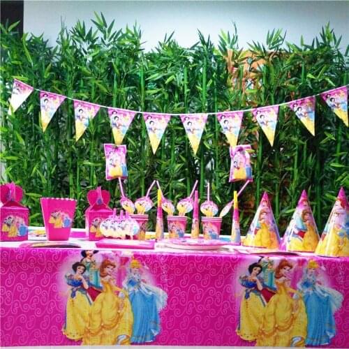 Ariel/Snow White/Belle/Cinderella/Jasmine/Aurora Princess Birthday Party Supplies Cake Card Decoration Tablecloth Event Supplies