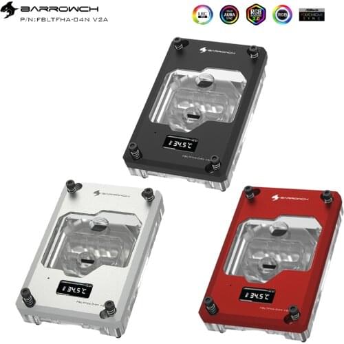 Barrowch FBLTFHA-04N-V2, For RyzenAMD/AM4/AM3 CPU Water Blocks, Digital Display Temperature Microwaterway Block With Controller