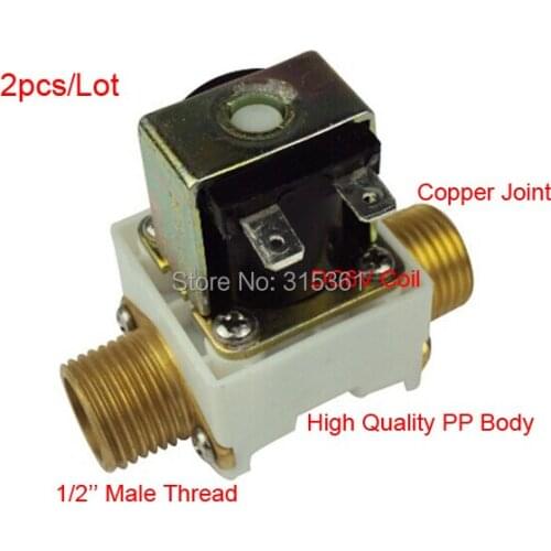 Free Shipping Hot Sale 2PCS Male 1/2'' Solenoid Valve DC6V Electronic Valve Filter Copper Joints High Quality PP Body