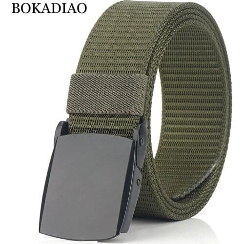 BOKADIAO New Men&Women fashion casual nylon belt luxury metal buckle Canvas belt jeans Waist Belts Black male strap high quality