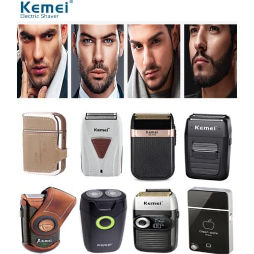 Kemei Male Shaver Rechargeable Mens Trimmer Reciprocating Razor Mesh Electric Shaver Cordless Dual-use Travel Shaving Tool 45D