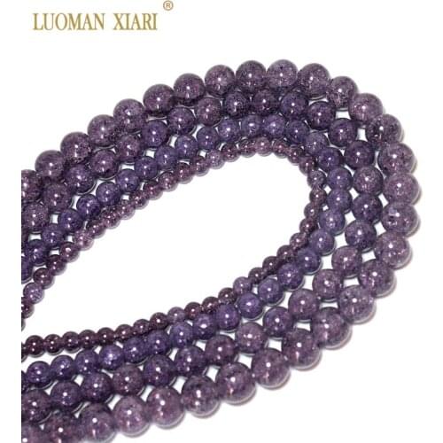 Natural Stone Beads Wholesale Purple Snow Cracked Crystal Round For Jewelry Making DIY Bracelet Necklace 6/8/10/12mm 15.5