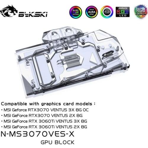 Bykski PC water cooling Radiator GPU cooler video Graphics Card Water Block for MSI RTX3070 rtx 3060TI VENTUS N-MS3070VES-X