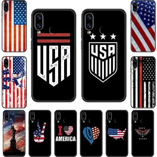 America USA Flag Phone case For Huawei Honor Mate 5 7 8 9 10 20 i A X Lite Pro black pretty hoesjes tpu funda fashion prime
