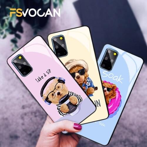 Cute Bear Cartoon Phone Case For Samsung Galaxy S21 S20 FE Plus A71 70 A51 50 S10 Note 20 10 Ultra Lovely Motivation Quote Cover