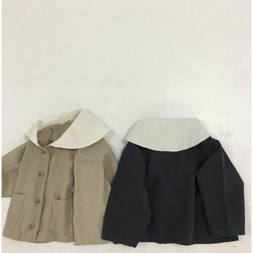 Korean childrens autumn clothes new coat boys and girls baby cute western style Japanese and Korean college doll collar coat