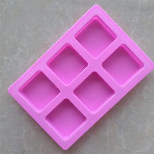 6 Cavity Square with Arc Silica Gel Handmade Soap Mold Single 6*6*2.5 Centimeter XG064