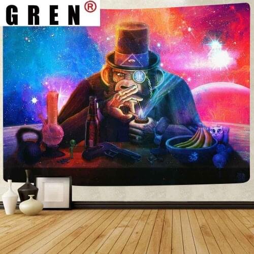 GREN Tapestry Cartoon Wall Hanging Bohemian Sleeping Pad Sandy Beach Throw Towel Rug Blanket Camping Tent Wall Cloth Decor