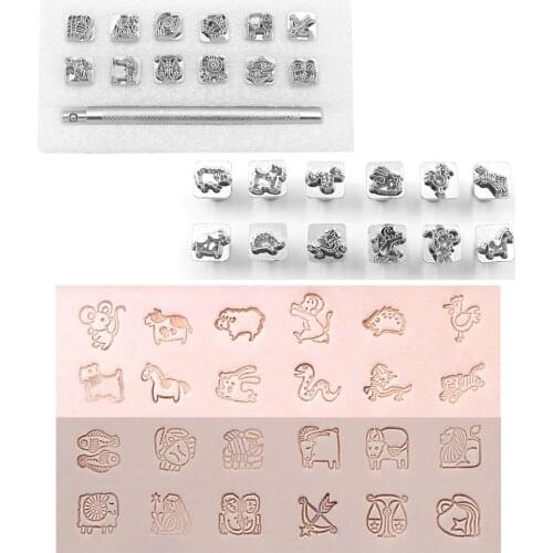 Leather Printing Tool Chinese Zodiac/Constellation Leather Craft Alloy Carving Making Craft Punch Stamps Embossing Tool Set
