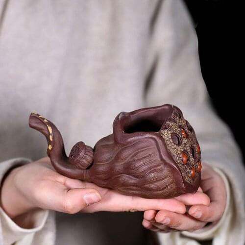 Yixing purple sand lotus seed fair cup creative handmade tea dispenser lotus seed tea haigong cup tea set kung fu tea set