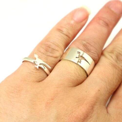 Velociraptor Dinosaur Promise Ring for Couples - Dino Jewelry, Matching His and Her Alternative Engagement Ring, Boyfriend Husba