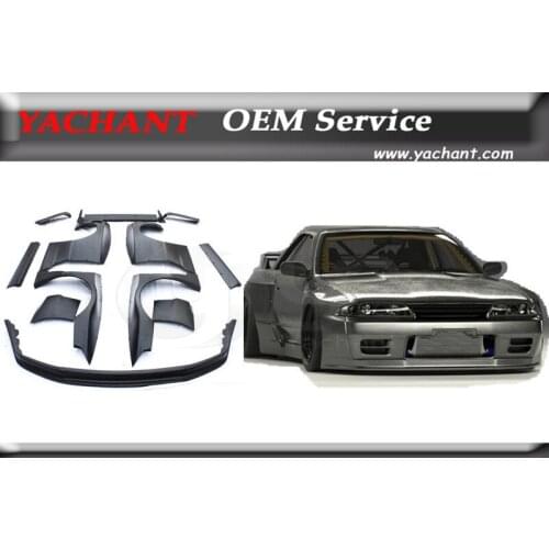 FRP Fiber Glass Kit Fit For 1989-1994 Skyline R32 GTR PD RB Style Style Wide Body Kit Front Lip Fender Flares Spoiler