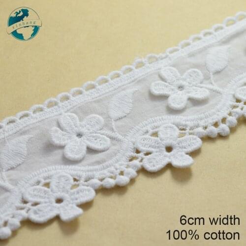 10yards 6cm Cotton embroid lace sewing ribbon guipure lace african lace fabric trim warp knitting DIY Garment Accessories#2623