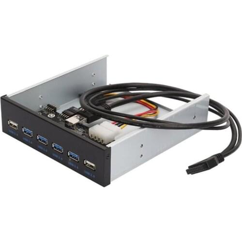 LBSC 5.25" 20 Pin Motherboard to 4 port USB 3.0 + 2 Ports USB 2.0 Front Panel internal Bracket Hub Combo 2.1A Charging Port