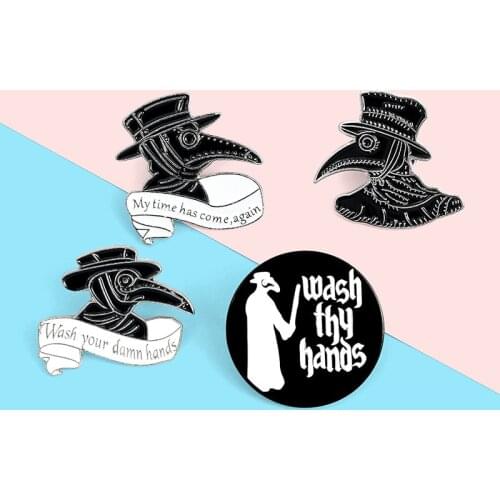 Plague Doctor Cosplay Cartoon Costume Props Metal Badge Pin Alloy Brooch