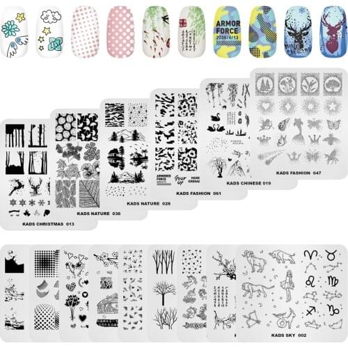 KADS 15Pcs Nail Stamp Plates Set Nails Art Stamping Plates Leaves Flowers Animal Chinese Christmas Nail plate Template Image Pl