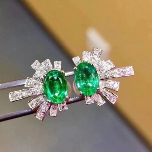 Natural green Emerald stud earrings 925 silver Natural gemstone earring luxurious Talonpaw Flying women girl party gift jewelry