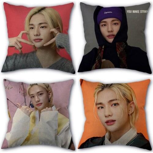 Stray Kids Hwang Hyunjin Pillowcase Cotton Linen Fabric Square Zipper Pillowcase New 45X45cm Wedding Decorative Pillow cover