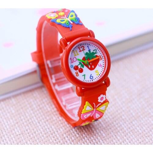 2021 new children girls strawberry butterfly silicone strap wristwatch students lovely cute beauty little kids electric watches