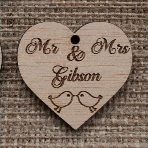 Personalized Wood Love birds wedding tags,wooden favor decorations