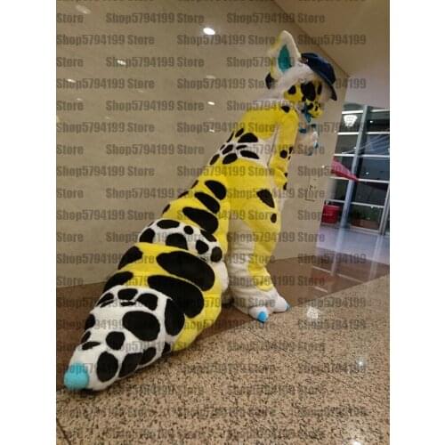 Customised #M13 yellow FOX HUSKY Dog Furry Fursuit Suit Mascot Costume Cosplay Animal Party Fancy Dress Carnival Birthday Gift
