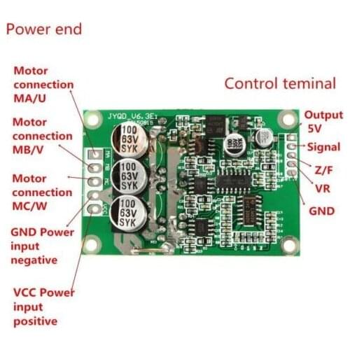 V6 DC 12V 24V 36V 500W Brushless Motor Drive Board Balanced Car BLDC Controller