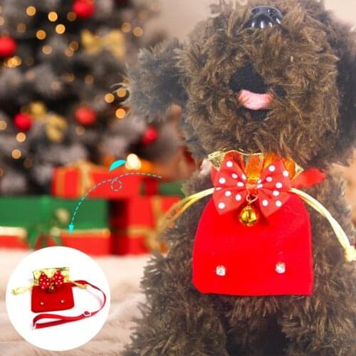 Durable Lucky Pouch Bow Decoration Design Cat Dog Collar Adjustable Neck Strap Spring Festival Decor Red Festive Purse Ornament