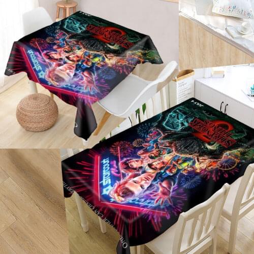 Custom Stranger Things Modern Dustproof Tablecloth High Quality Print Forest Tablecloth Everything For Home And Kitchen 0317