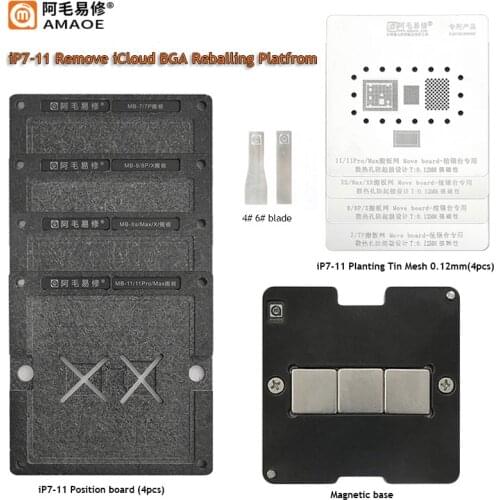 Amaoe Remove iCloud BGA Reballing Stencil Platform For iPhone 7/8/X/XS/11/Pro Max Baseband/NAND/CPU/EEPROM Planting Tin Template