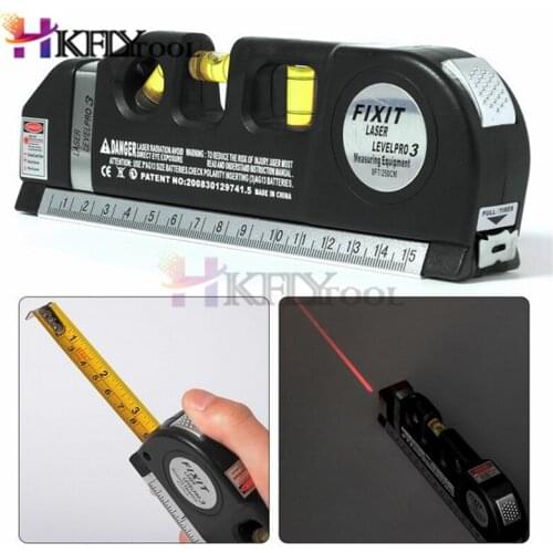 Laser Level Horizon Vertical Measure 8FT Aligner Standard and Metric Ruler Multipurpose Measure Level Laser Black Tool