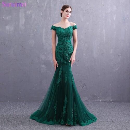 Real Photos Emerald Green Evening Dresses Small V Neck Cap Sleeves Fashion Lace Applqiue Buttons Back Tulle Mermaid Evening Gown