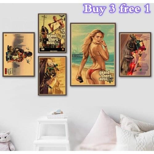 San Andreas Vice City Vintage Art Print Painting Poster Wall Pictures For Room Home Decoration Wall Decor