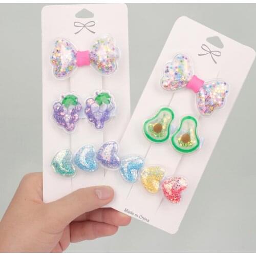 3pcs/lot Fruit Hairclips Transparent Waterdrop Hair Clip Children Cute Cartoon Hair Barrettes Kids Hairpins Hair Accessories