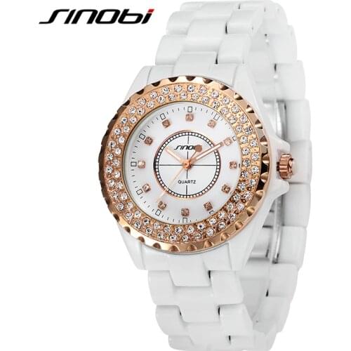 SINOBI Luxury Brand Women Dress Watches Full Steel Quartz Watch Diamonds Gold Watches For Womens Watches Hour relogio feminino