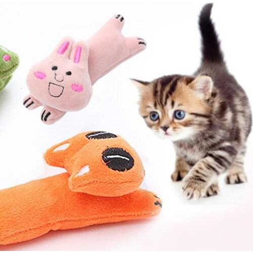 Chew Toy Cartoon Animal Design Bite Resistant Plush Pet Molar Kitten Catnip Toy for Cats игрушки для кошек