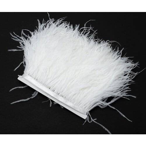 1Yards DIY White Ostrich Feathers Trims Fringe Ribbon Crafts Natural Feathers Sewing Wedding Party Christmas Decoration 8-10cm