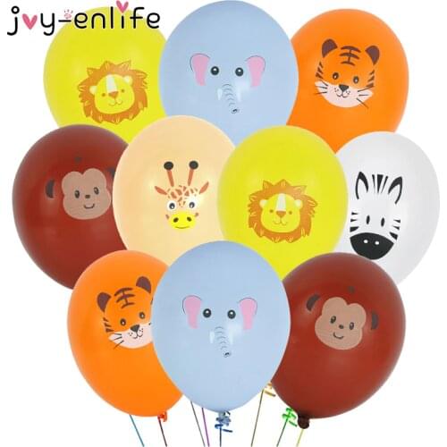 10pcs Animal Printed Lion Tiger Latex Balloon Jungle Theme Birthday Party Decoration kids Baby Shower Safari Party air Globos