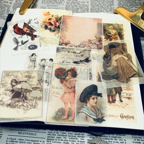 12pcs DIY Junk journal Medieval retro account material and paper sticker characters used books page TN sticker stationery