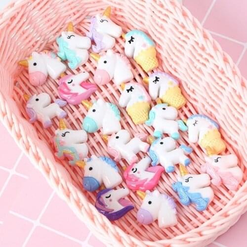 25pcs Mixed Unicorn Flatback Resin Cabochon for Diy Phone Deco Scrapbooking Slime Filler Personality unicorn resin
