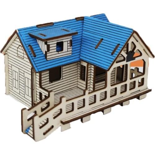3D Diy three-dimensional Building model wooden puzzle 10 years old stress reliever toy house Elementary school handmade