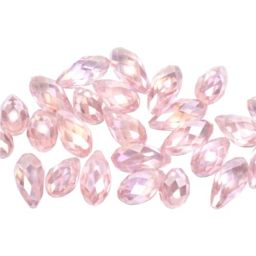 6mm x 12mm Pink AB Color Briolette Pendants Waterdrop Crystal Glass Jewelry Loose Teardrop Beads DIY