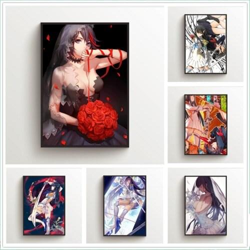 WTQ Anime Posters Wedding Dress Kill La Kill Kiryuuin Satsuki X Matoi Canvas Painting Wall Art Picture Room Decor Home Decor