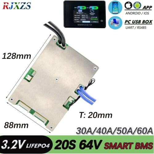 BMS 20S 30A/40A/50A balance bms new lifepo4 smart bms pcm with android bluetooth-compatibleUART bms wi software (APP) monitor