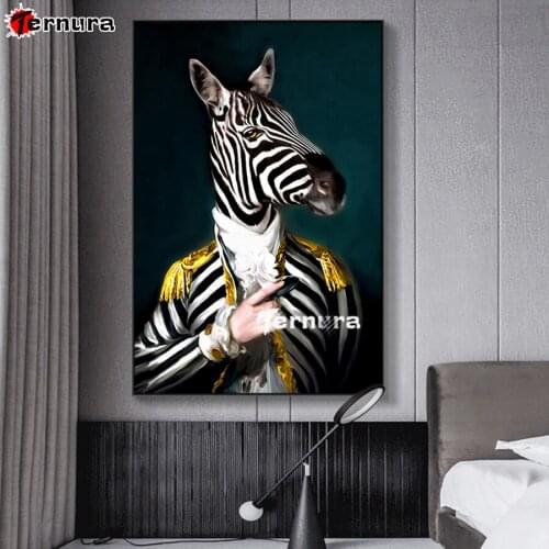 Bstract Portrait Posters 5D Diamond Painting Kits Zebra Head and Human Body Needlework DIY Diamond Embroidery Mosaic Rhinestone