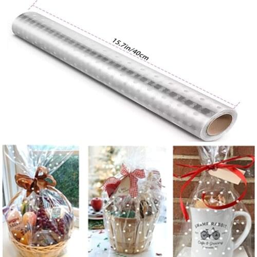 40cmX30m White dots Cellophane Wrap Cellophane Bags Cellophane Wrap Roll for Bouquet Arts & Crafts Gift Baskets